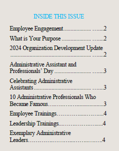 Table of Contents for April